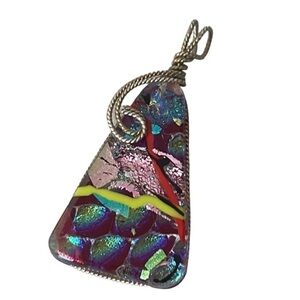 Dichroic Fused jewelry Mosaic Pendant Round Triangular Pendant